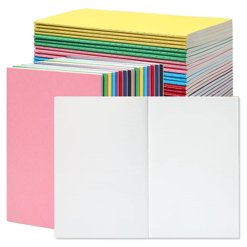 miikoul 48 Pack Colorful A5 Blank Notebook, 8.3x5.5 Inches A5 Small Journals Bulk for Travelers, 60 Pages/30 Sheets College Ruled Subject Notebooks 80 GSM for Students Traveler School Office Supplies - Image 1